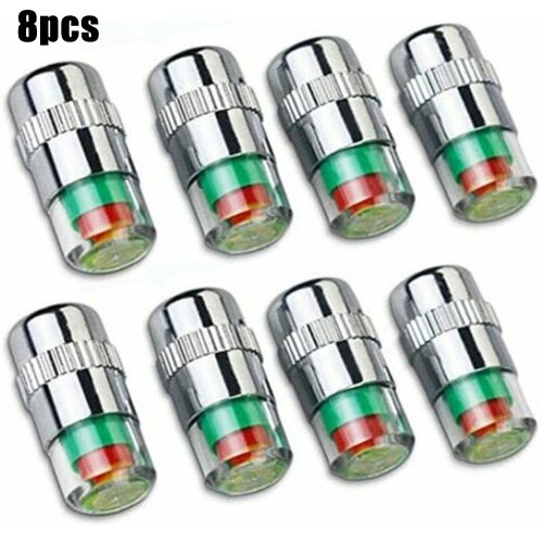 Image of 8-Piece Tire Pressure Monitoring Valve Cap Sensor Set with Color-Coded Indicator for Cars, Motorcycles, and Trucks – Real-Time Air Pressure Alert System