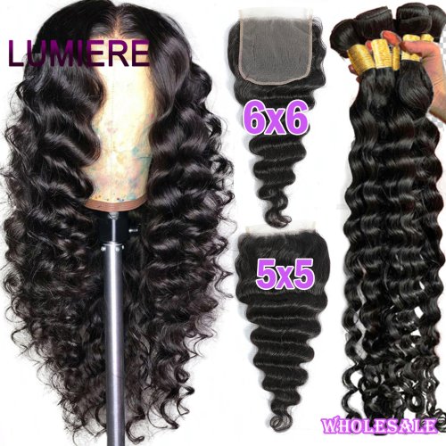 Zdjęcie Brazylijskie Wiązki Włosów z Zamknięciem HD Lace
