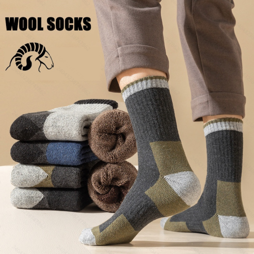 Bild von Winter-Socken aus Merinowolle – Verdickt, Warm, Feuchtigkeitsableitend & Atmungsaktiv für Herren und Damen, Thermische Wandersocken und Radsocken