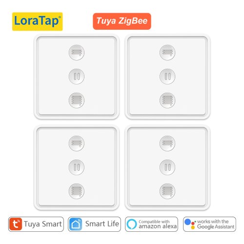 Imagen de Interruptor Zigbee 3.0 Tuya Smart Life para Persianas con Pulsador y Control Remoto, Compatible con Google Assistant y Alexa