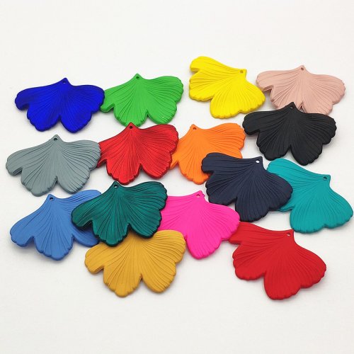 Image of Natural Rubber-Effect Acrylic Leaves Charms 34x45mm - 100 pcs for Handmade Jewelry Making DIY Necklace and Earring Components