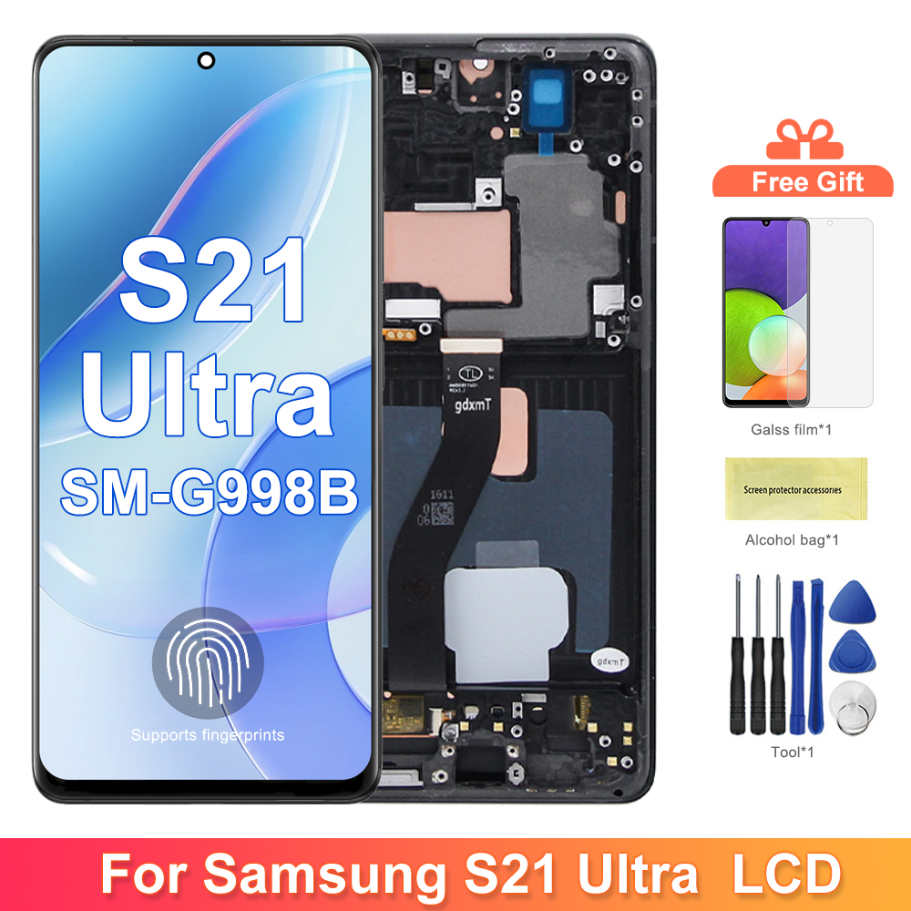 Image of AMOLED S21 Ultra Screen Assembly for Samsung Galaxy S21 Ultra 5G G998B G998B/DS Lcd Display Touch Screen with Fingerprints