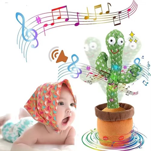 Afbeelding van Leuke Dansende Cactus Speelgoed met Herhaalende Spraak, Muziek en Lichteffecten – Interactieve Pluche Speelgoed voor Kinderen