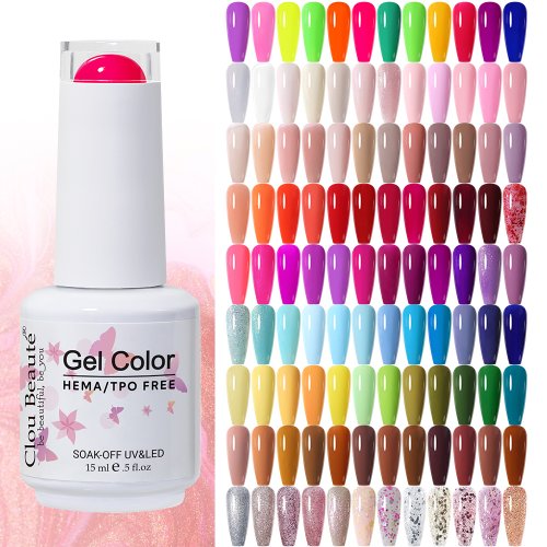Imagen de Esmalte de Uñas en Gel con Efecto Neón y Colores Vibrantes: Marrón, Azul Real, Rojo, Verde Pastel, Desnudo – Laca en Gel con Capa Superior UV para Unas Duraderas y Brillantes