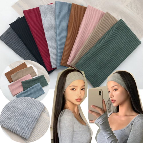 Image of Solid Color Knit Headband for Yoga, Gym & Outdoor Sports