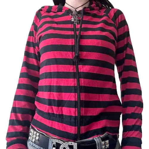 Image de Sweat à capuche zippé gothique Y2K pour femme