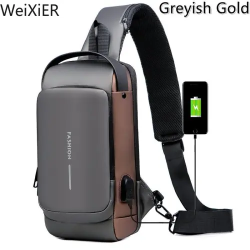 Image de Sac de Poitrine Antivol Homme avec Port USB