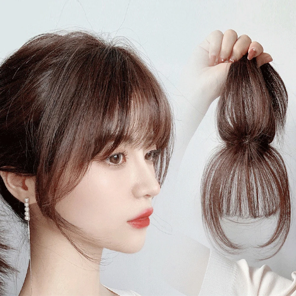 Image of Natural Looking 3D Air Bangs Hair Patch with Temple Coverage – Remy Human Hair Clip-In Fringe Extension for Women