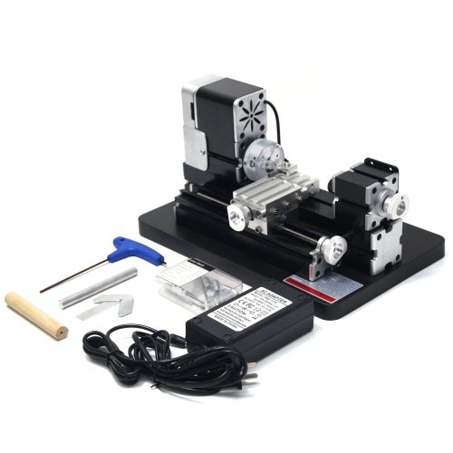Imagen de ZHRUI-Mini torno en miniatura totalmente metálico, 36W, 20000rpm, Mini torno de metal didáctico, herramienta para aficionados, artesanía de carpintería