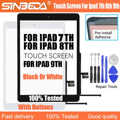 Afbeelding van Digitizer Touch Screen Panel met Home Button en Bezel voor iPad 7e, 8e en 9e Generatie - Vervangingsdisplay voor iPad 7, 8, 9