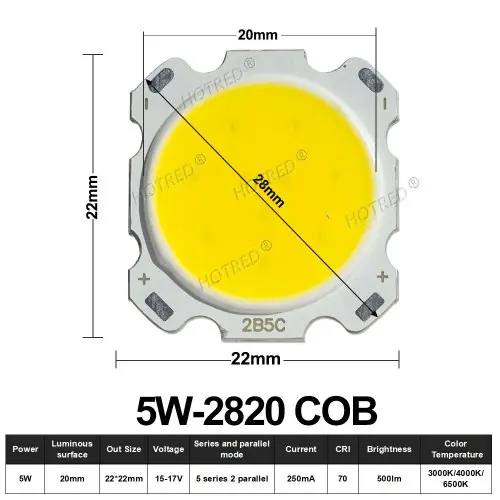 5W 28-20mm COB