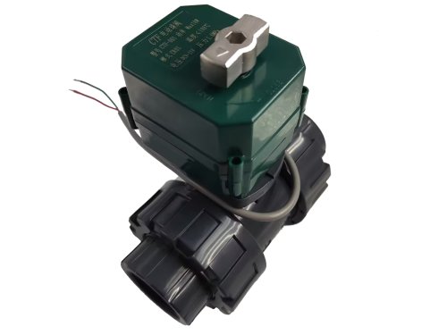 Zdjęcie Zawór PVC z napędem elektrycznym 12V, DN40 BSP (1.5\"), zawór PVC, 2-drogowy, elektryczny zawór PVC, CR01