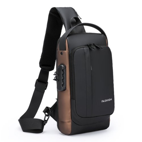 Image of Secure & Stylish Men's Anti-Theft USB Charging Chest Bag with Password Lock – Perfect for Travel, Sports, and Motorcycle Riding