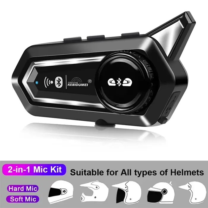 Image de Casque Moto Bluetooth Interphone avec Lampe Torche