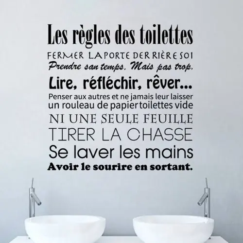 Image de Règles de Salle de Bains - Autocollants Muraux Français