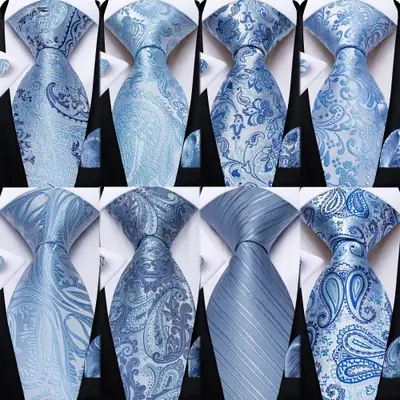 Image de Ensemble Cravate Bleue Soie Paisley - Élégance Homme