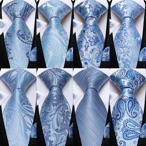 Bild von Elegantes Hellblau Krawatten-Set mit Paisley-Muster