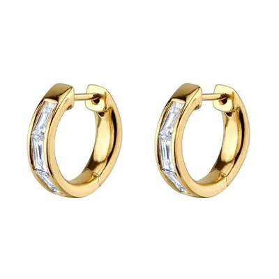Image de Boucles d'oreilles Créoles Or & Argent - Zircons Scintillants
