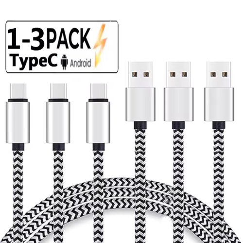 Afbeelding van USB-C Kabel met 2,4A Snel Opladen, Geweven Nylon Datakabel voor Huawei, Samsung en Andere Smartphones - Robuuste Mobiele Telefoon Oplader