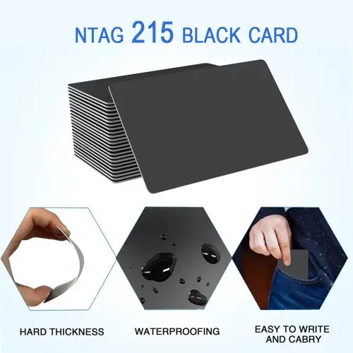 Image de Cartes NFC 215 - 504 Octets - Réinscriptibles & Noires