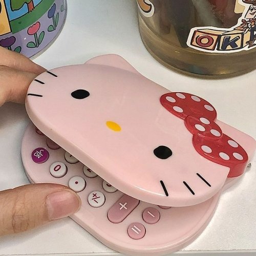 Cute Kitten-Themed Portable Flip Mirror with Mini Calculator – Girly, Creative & Compact Makeup Companion for On-the-Go Styling