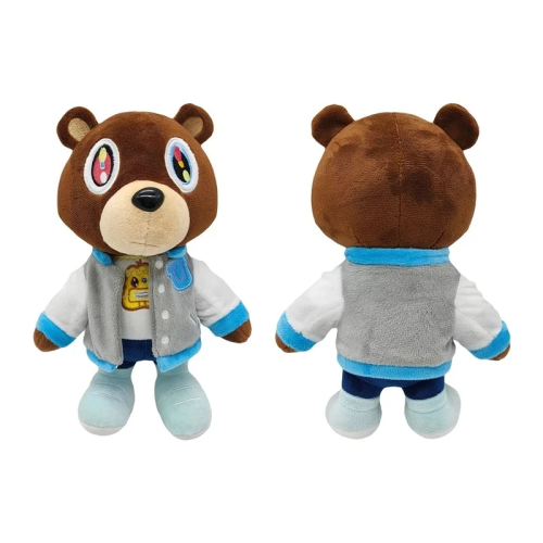 Immagine di Peluche Orsacchiotto Kawaii da 30 cm con Tema Kanye West Dropout, Morbido e Farcito – Decorazione per Camera e Regalo Originale per Compleanni