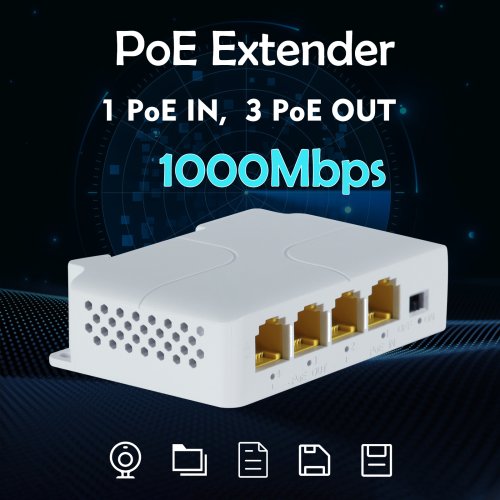 Bild von 4-Port Gigabit PoE-Extender – Plug & Play Netzwerkverlängerung