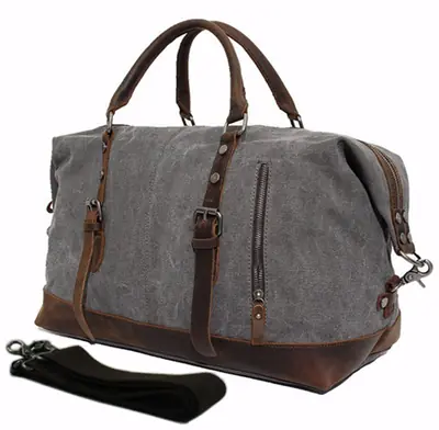 Image de Sac de Voyage Vintage Militaire Homme - Toile & Cuir