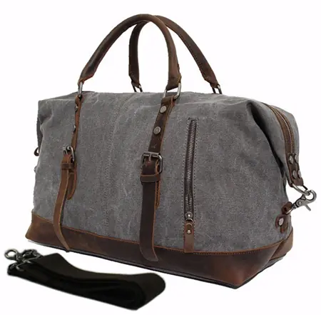 Image de Sac de Voyage Vintage Militaire Homme - Toile & Cuir