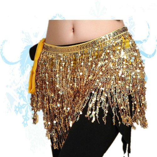 Immagine di Lady Women Abito da danza del ventre Cintura a catena in vita Lucido Hula Accessori per spettacoli teatrali Costume di danza del ventre Gonna di danza del ventre