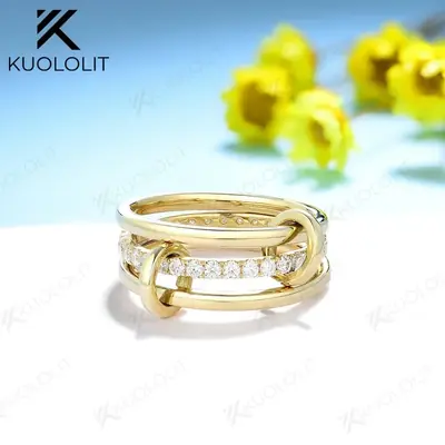 Image de Bague Moissanite 3 Anneaux - Or & Argent 18K/14K/10K/925