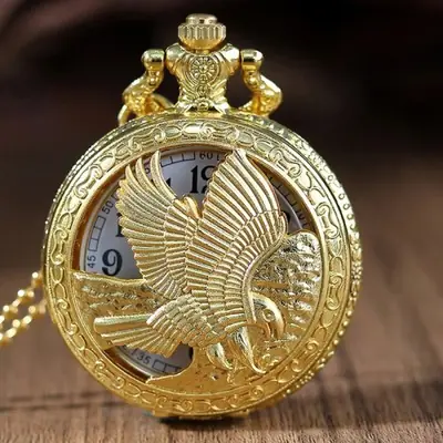 Image de Montre de Poche Quartz Luxe avec Chaîne Fob - Cadeau Élégant pour Hommes & Femmes