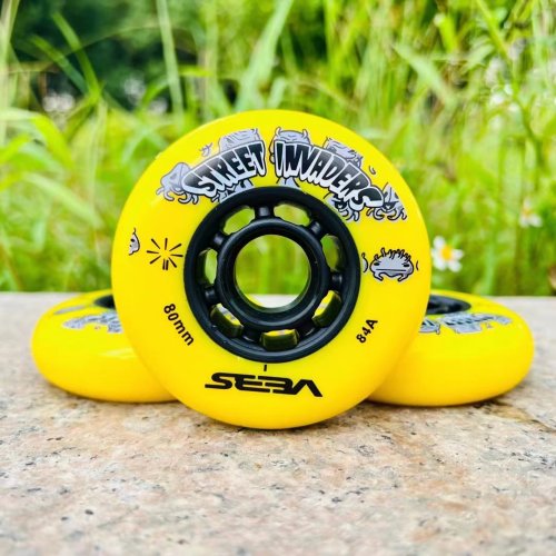Imagen de Juego de 4 Ruedas para Patines en Línea Seba 84A Street Invaders, Tamaños 72mm, 76mm y 80mm, Neumáticas para Patinaje FSK y HV