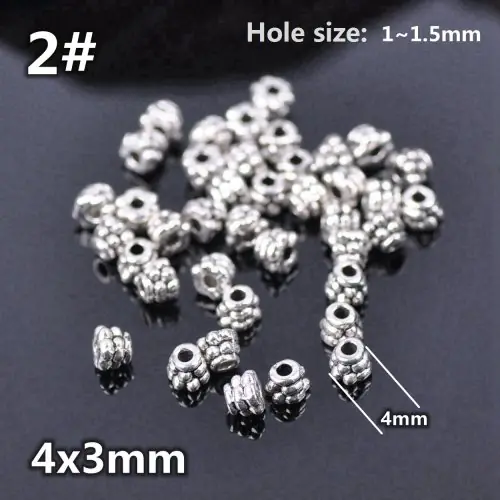 Image de 50 Perles Intercalaires Argent Tibétain pour Bijoux DIY