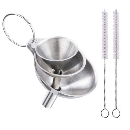 Imagen de Juego de Embudos de Acero Inoxidable para Cocina - Set de 3 a 5 Piezas, Ideal para Llenar Botellas, Especias y Aceites Esenciales, Calidad Alimentaria