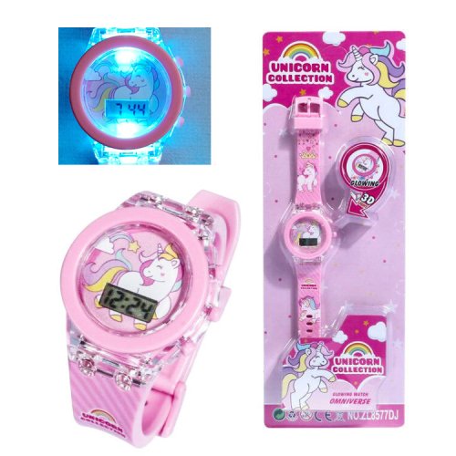 Imagen de Reloj Digital de Unicornio para Niños con Luces LED Coloridas y Cronógrafo - Diseño Mágico de Disney