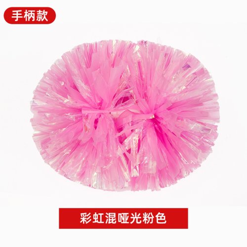 Afbeelding van Roze Cheerleading Pom Poms met Regenboogkleuren - Verstevigde Plastic Handgreep voor Teamsport en Feestjes