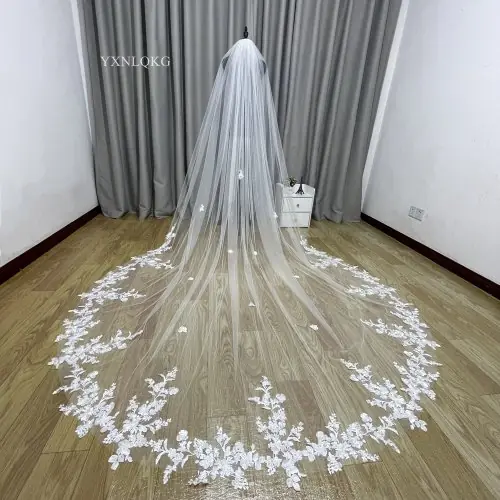 Image de Voile de Mariée Dentelle Blanc Ivoire - 3m, 4m, 5m