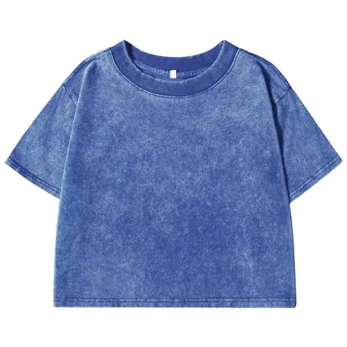 Image de T-shirt femme slim délavé avec strass, manches courtes en coton doux