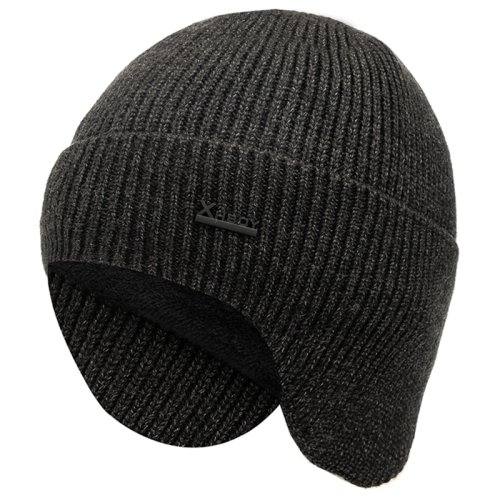 Immagine di Cappello invernale da uomo nuovo Aggiungi berretto con paraorecchie caldo in pile Elegante berretto morbido per uomo Cappello lavorato a maglia sportivo da sci addensato all'aperto