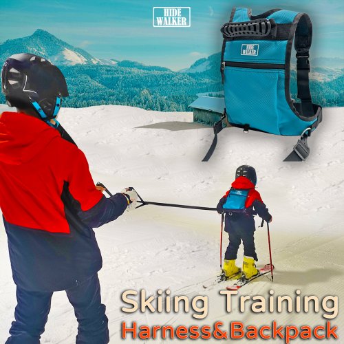 Image of Adjustable Ski Harness for Kids with Speed Control Leash – Safe Snowboard & Skateboard Training Belt Backpack for Children