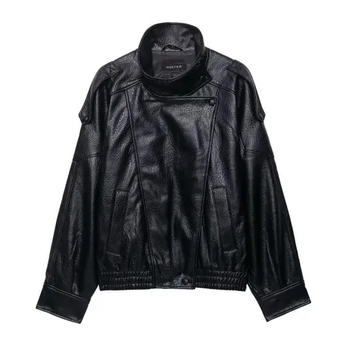 Image de Veste en similicuir femme col montant hiver style urbain