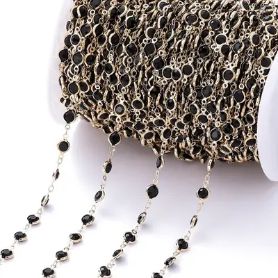 Image de Perles de Cristal Colorées 6mm - Chaîne de 1m pour Bijoux DIY