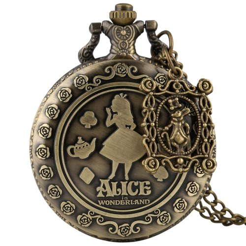 Bild von Retro Bronze Taschenuhr mit Kaninchen-Anhänger – Elegantes Geschenk für Frauen