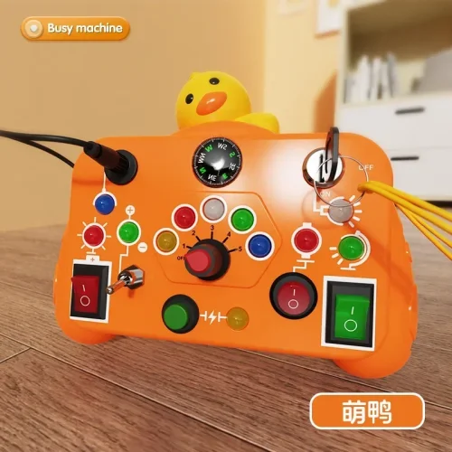Afbeelding van Montessori druk bord zintuiglijk speelgoed cartoon met LED-lichtschakelaar besturingskaart reisactiviteiten kinderspel voor 2-4 jaar oud