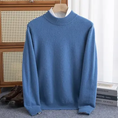 Image de Pull Homme Col Mi-Haut en Laine 100% - Chaud & Élégant