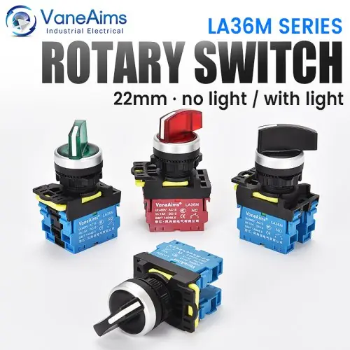 Image de Interrupteur Rotatif LED 22mm - 12V/24V/220V