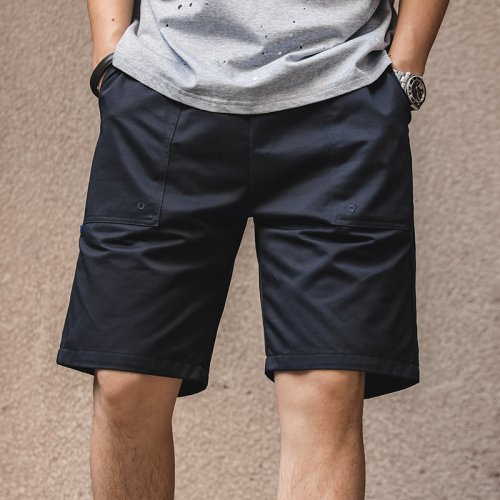 Zdjęcie Maden Vintage Khaki Canvas Shorts Męskie letnie spodnie z prostymi nogawkami Bawełniane szorty z elastyczną kieszenią w pasie Casual Bottom