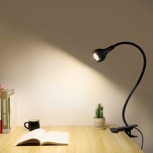 Immagine di Lampada da tavolo flessibile Lampada di alimentazione USB Lampada da lettura per libri con clip di supporto Lampade da lettura per studio Comodino Decorazioni per la camera da letto Lampada da notte