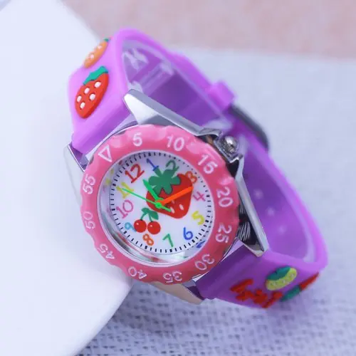 Image de Montre Rose Fraise 3D pour Filles - Cadeau d'Anniversaire Mignon